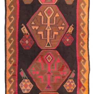 Løper Kelimteppe - Gammelt - 340 x 150 cm - flerfarget
