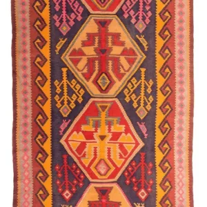 Løper Kelimteppe - Gammelt - 340 x 155 cm - flerfarget