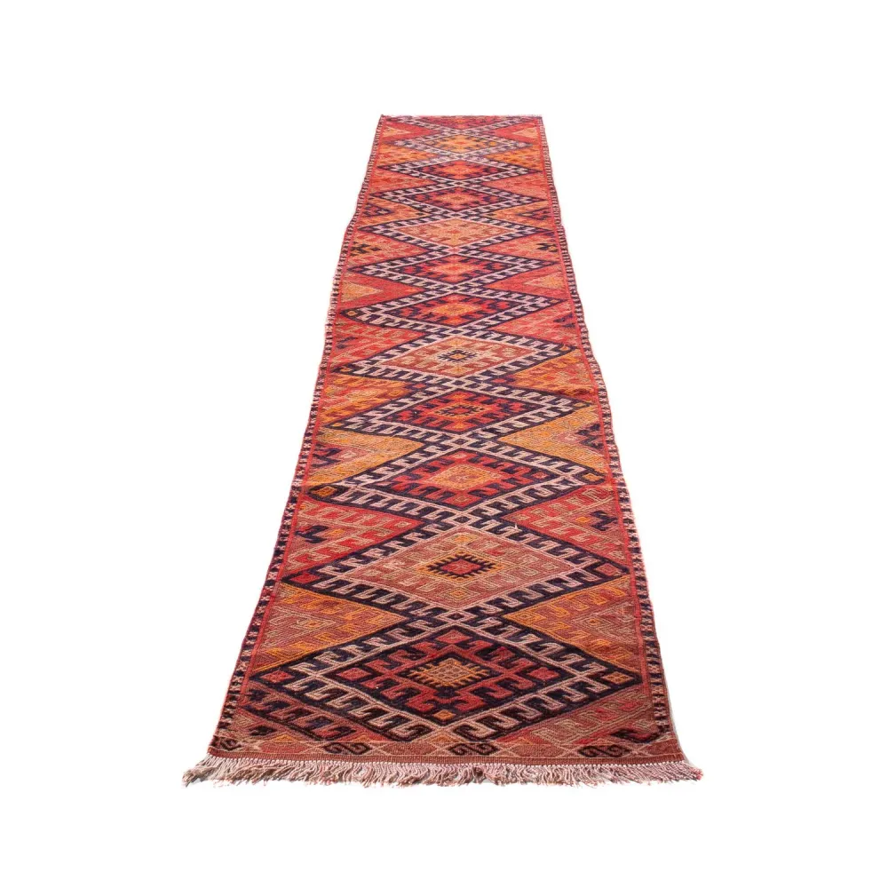 Løper Kelimteppe - Gammelt - 380 x 75 cm - flerfarget