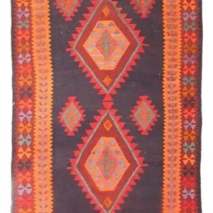 Løper Kelimteppe - Gammelt - 385 x 145 cm - flerfarget