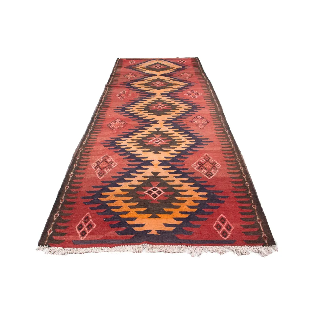 Løper Kelimteppe - Gammelt - 395 x 145 cm - flerfarget