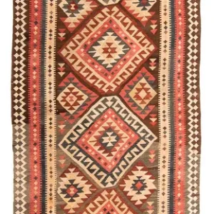 Løper Kelimteppe - Gammelt - 402 x 135 cm - flerfarget