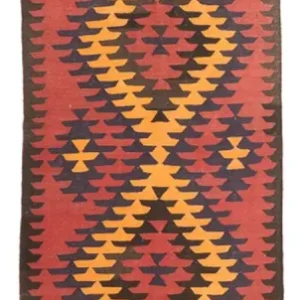Løper Kelimteppe - Gammelt - 423 x 140 cm - mørk rød