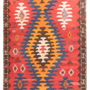 Løper Kelimteppe - Gammelt - 430 x 155 cm - rød
