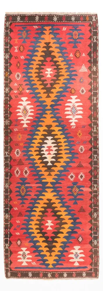 Løper Kelimteppe - Gammelt - 430 x 155 cm - rød