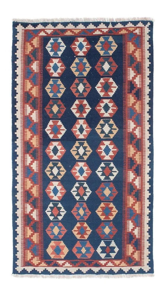 Løper Kelimteppe - Orientalsk - 186 x 104 cm - blå