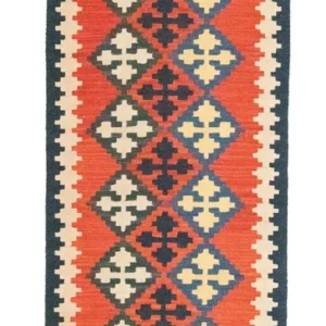 Løper Kelimteppe - Orientalsk - 195 x 63 cm - oransje