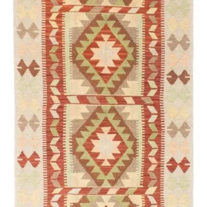 Løper Kelimteppe - Orientalsk - 196 x 86 cm - beige