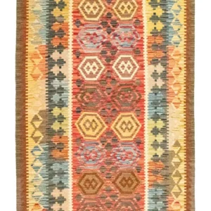 Løper Kelimteppe - Orientalsk - 197 x 100 cm - oransje