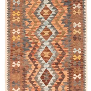 Løper Kelimteppe - Orientalsk - 199 x 88 cm - lysebrun