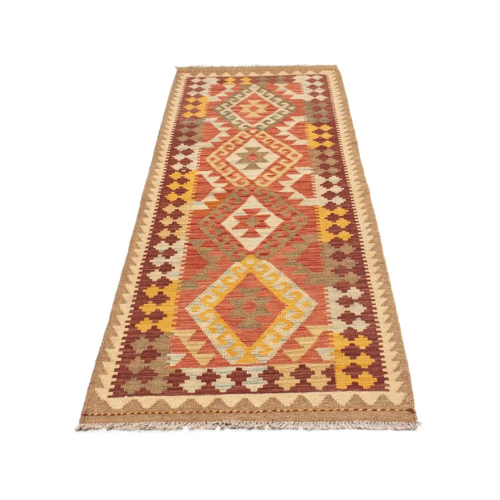 Løper Kelimteppe - Orientalsk - 199 x 67 cm - lysebrun