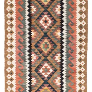 Løper Kelimteppe - Orientalsk - 200 x 101 cm - lysebrun