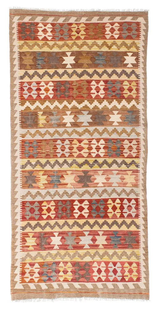 Løper Kelimteppe - Orientalsk - 200 x 92 cm - lysebrun