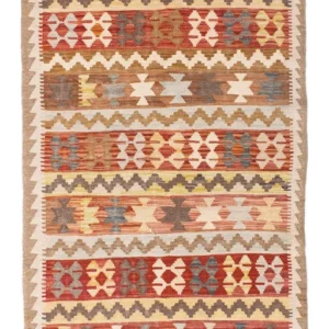 Løper Kelimteppe - Orientalsk - 200 x 92 cm - lysebrun