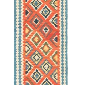 Løper Kelimteppe - Orientalsk - 202 x 70 cm - oransje