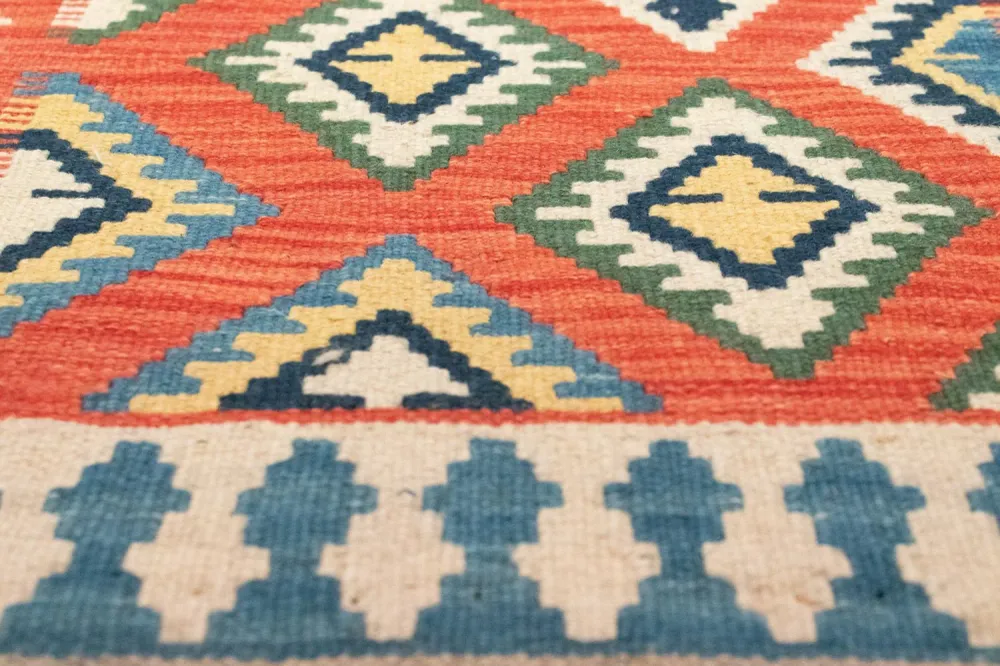 Løper Kelimteppe - Orientalsk - 202 x 70 cm - oransje