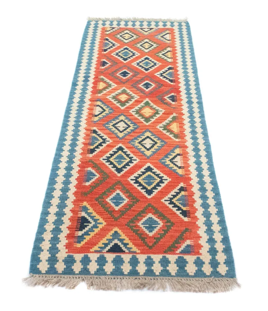 Løper Kelimteppe - Orientalsk - 202 x 70 cm - oransje