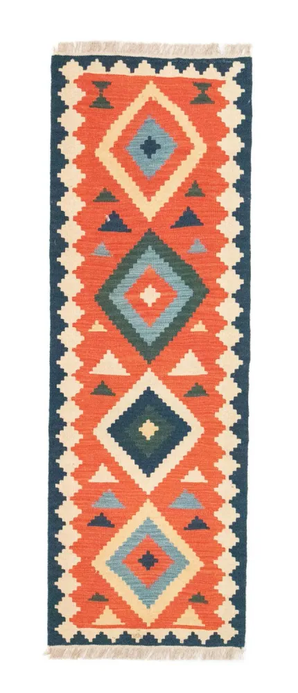 Løper Kelimteppe - Orientalsk - 203 x 68 cm - oransje
