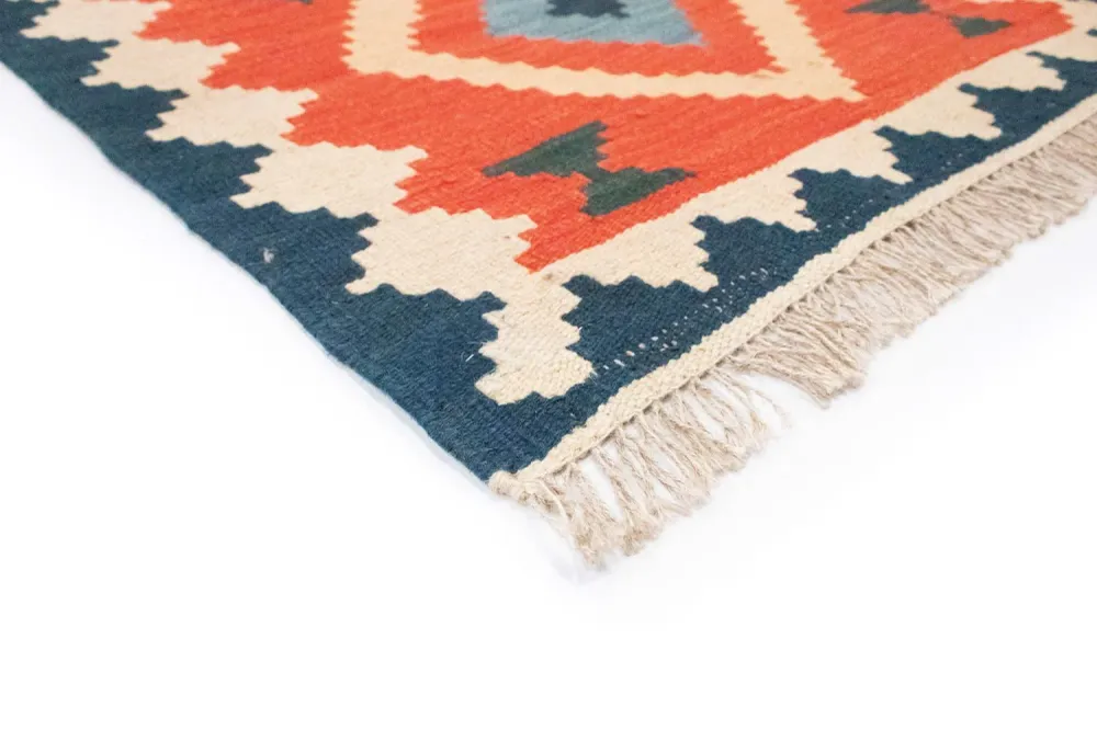 Løper Kelimteppe - Orientalsk - 203 x 68 cm - oransje