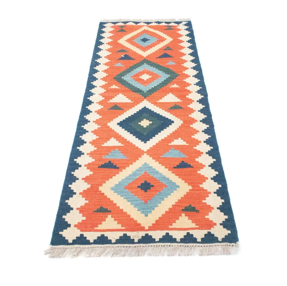 Løper Kelimteppe - Orientalsk - 203 x 68 cm - oransje