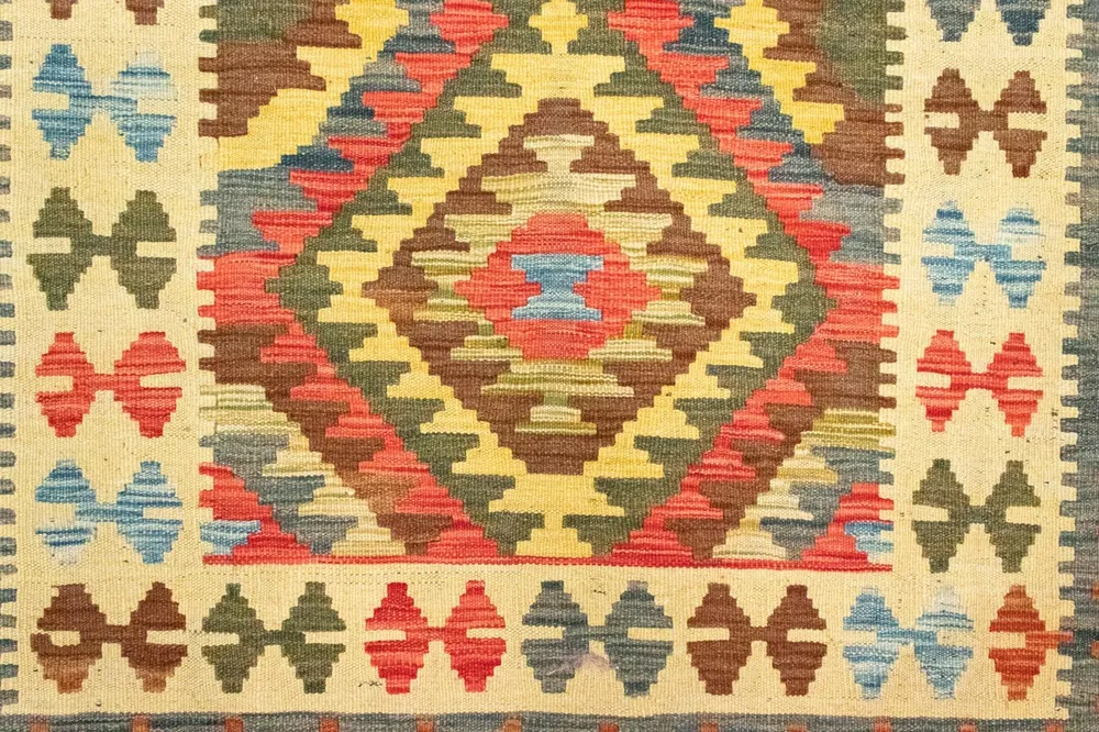 Løper Kelimteppe - Orientalsk - 204 x 97 cm - oransje
