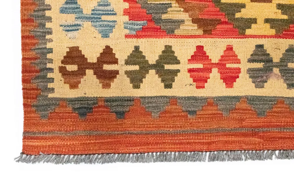 Løper Kelimteppe - Orientalsk - 204 x 97 cm - oransje