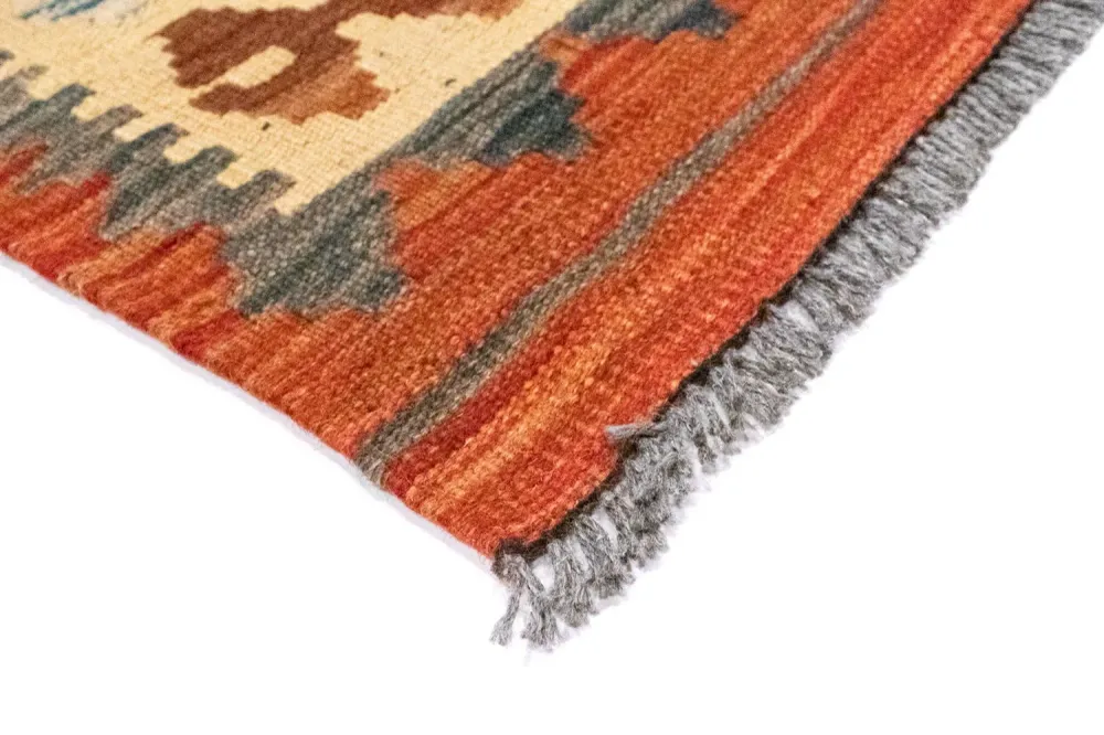 Løper Kelimteppe - Orientalsk - 204 x 97 cm - oransje