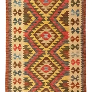 Løper Kelimteppe - Orientalsk - 204 x 97 cm - oransje