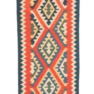 Løper Kelimteppe - Orientalsk - 204 x 60 cm - oransje