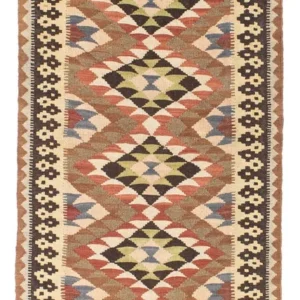 Løper Kelimteppe - Orientalsk - 207 x 85 cm - lysebrun