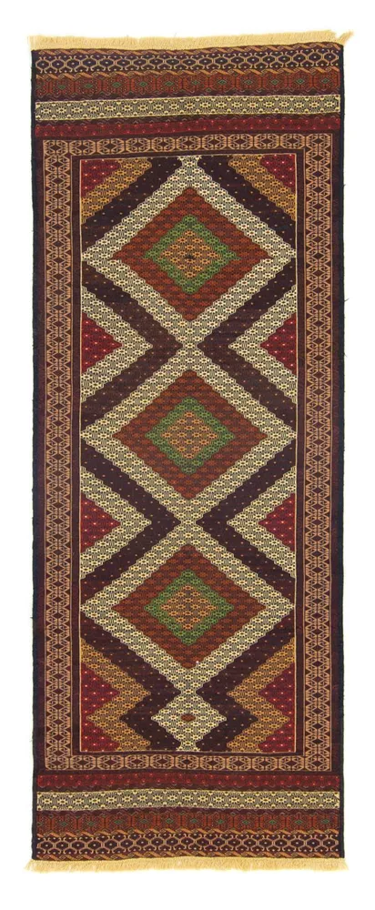 Løper Kelimteppe - Orientalsk - 222 x 85 cm - brun