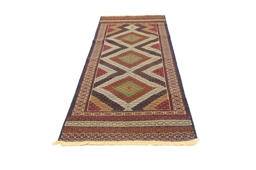 Løper Kelimteppe - Orientalsk - 222 x 85 cm - brun