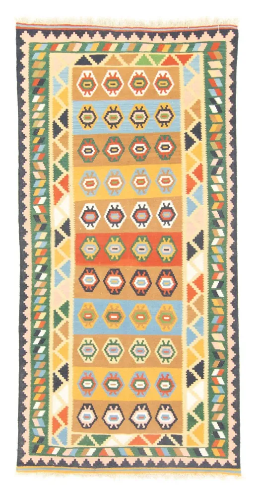 Løper Kelimteppe - Orientalsk - 256 x 128 cm - farget