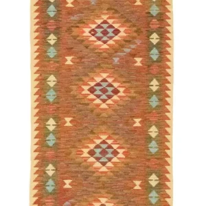 Løper Kelimteppe - Orientalsk - 300 x 80 cm - brun