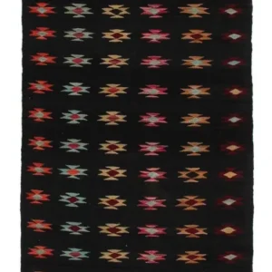 Løper Kelimteppe - Splash - 195 x 85 cm - svart