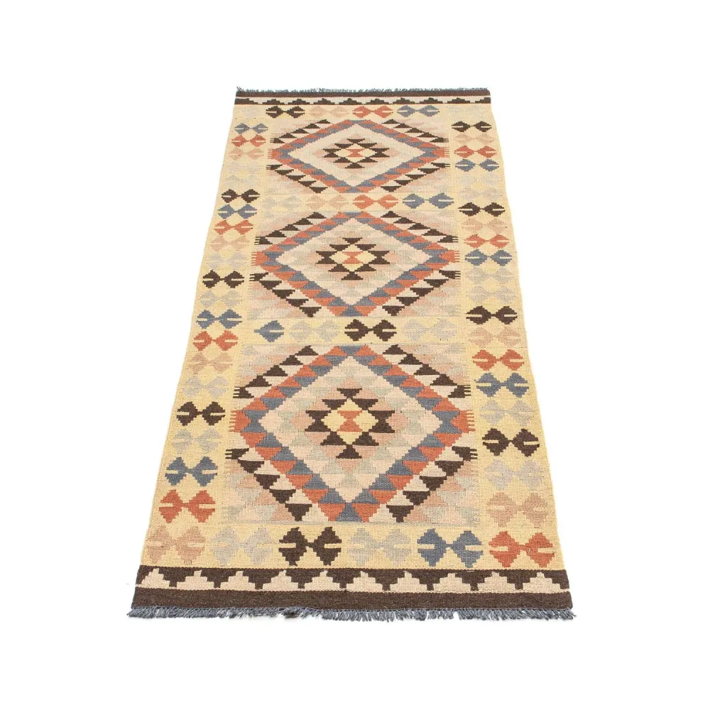 Løper Kelimteppe - Splash - 198 x 63 cm - beige