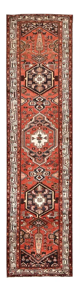 Løper Persisk teppe - Bijar - 406 x 100 cm - terrakotta
