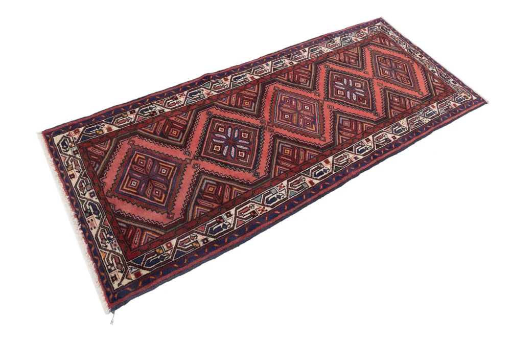 Løper Persisk teppe - Nomadisk - 210 x 90 cm - mørk rød