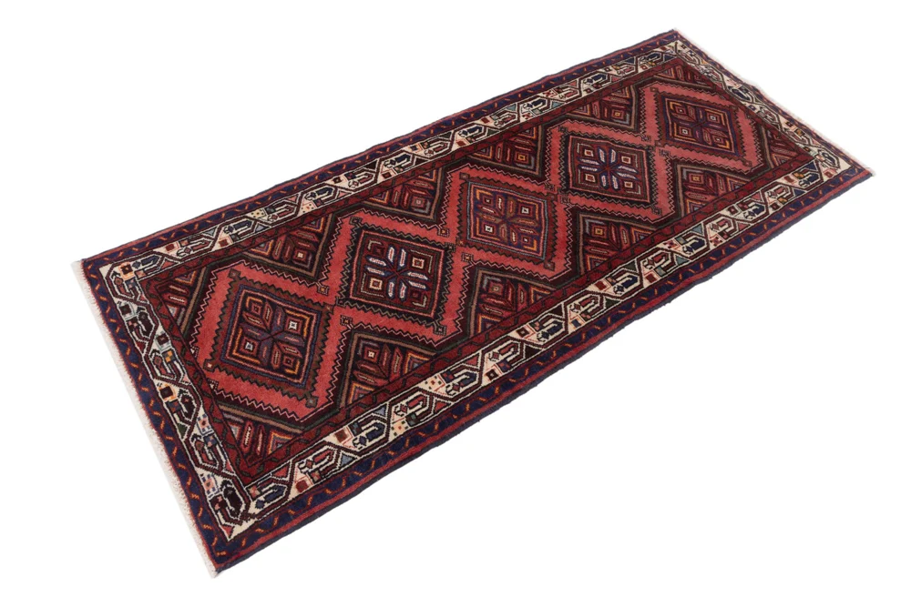 Løper Persisk teppe - Nomadisk - 210 x 90 cm - mørk rød