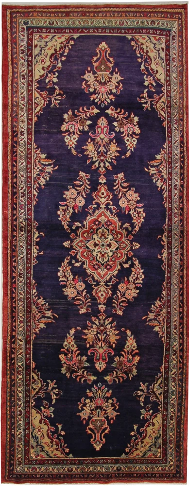 Løper Persisk teppe - Nomadisk - 313 x 127 cm - mørkeblå