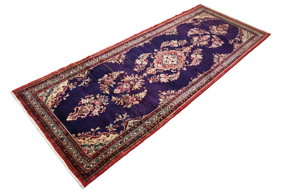 Løper Persisk teppe - Nomadisk - 313 x 127 cm - mørkeblå