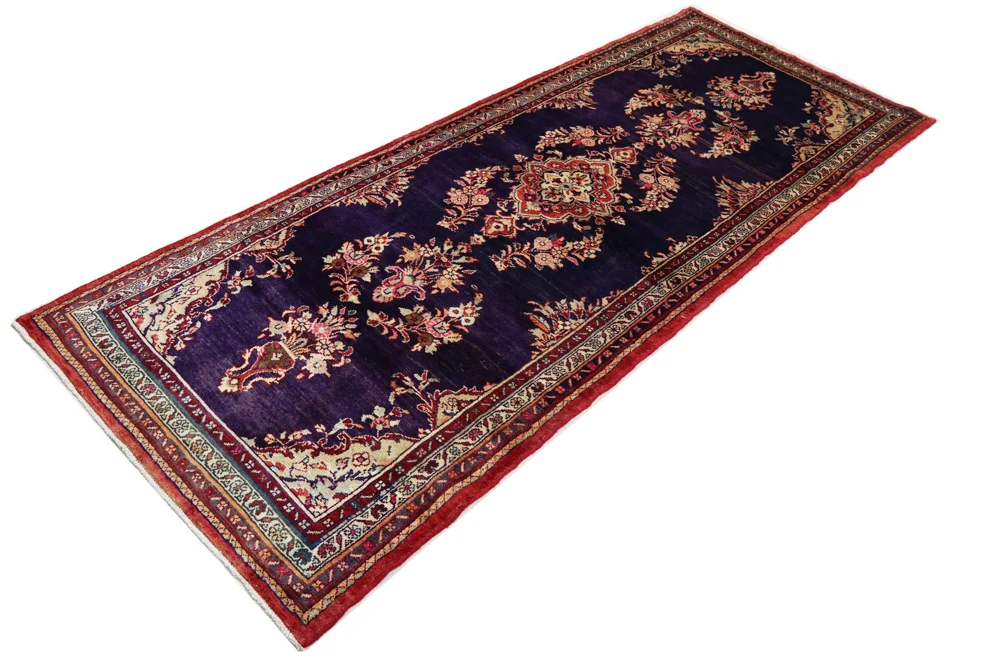 Løper Persisk teppe - Nomadisk - 313 x 127 cm - mørkeblå