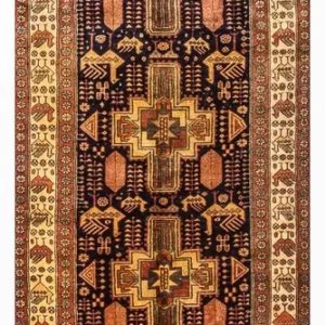 Løper Persisk teppe - Nomadisk - 326 x 98 cm - mørkeblå