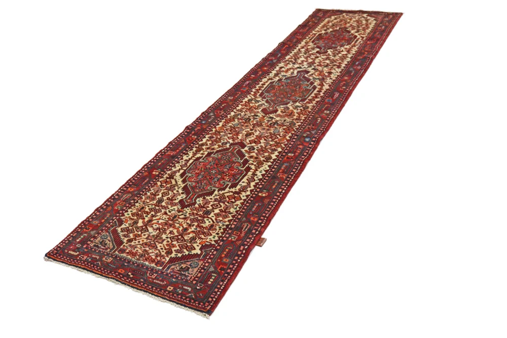 Løper Persisk teppe - Nomadisk - 356 x 83 cm - lys beige