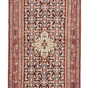 Løper Persisk teppe - Nomadisk - 412 x 114 cm - mørk rød