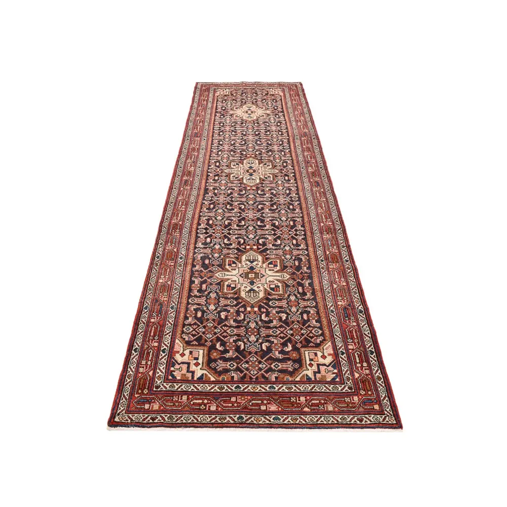 Løper Persisk teppe - Nomadisk - 412 x 114 cm - mørk rød