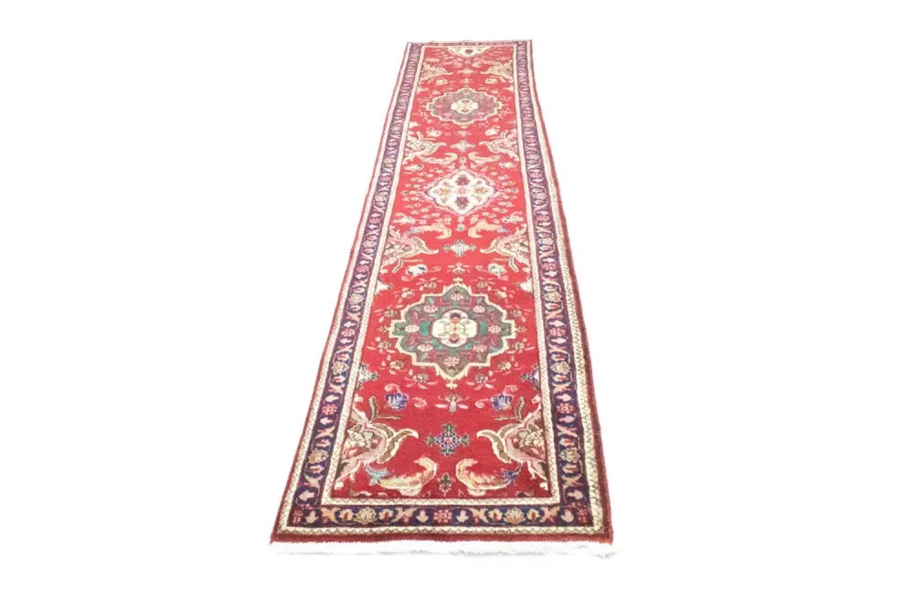 Løper Persisk teppe - Tabriz - 417 x 85 cm - rød