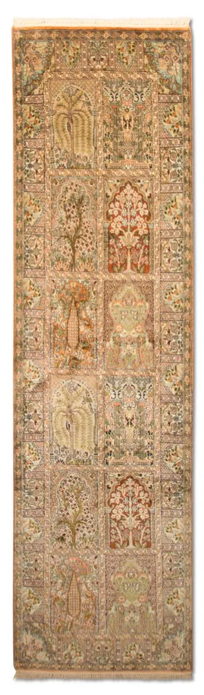 Løper Silketeppe - Kashmir silke - 270 x 75 cm - flerfarget