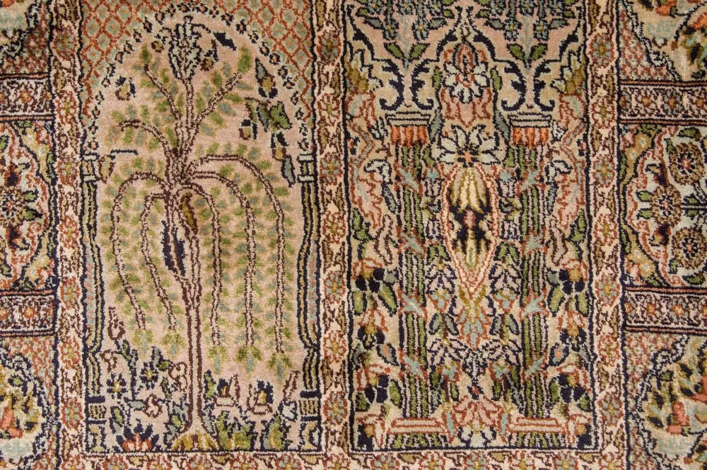Løper Silketeppe - Kashmir silke - 270 x 75 cm - flerfarget