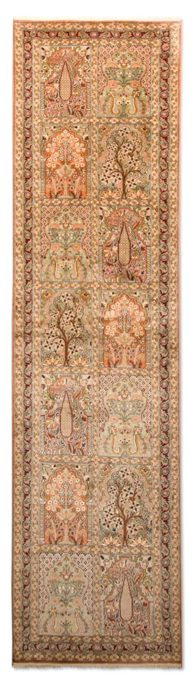 Løper Silketeppe - Kashmir silke - 305 x 80 cm - flerfarget